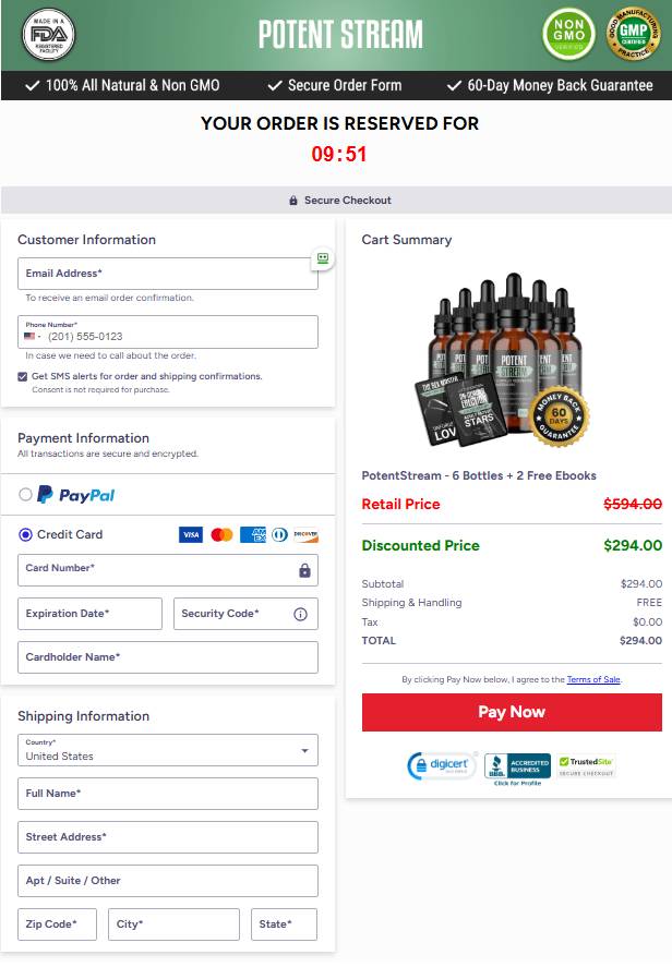 PotentStream Official Website Secure Order Page